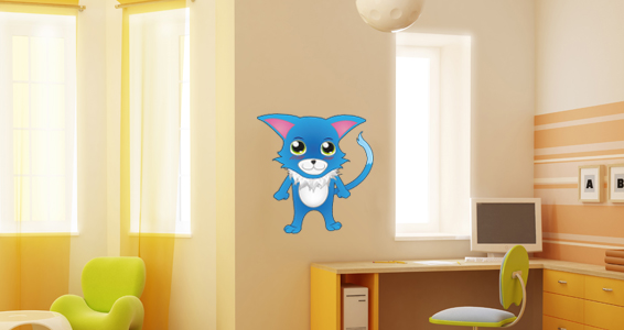 Stickers muraux : chat bleu - Sticker décoration murale
