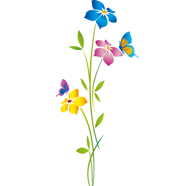 Sticker Fleurs, papillons et oiseau - stickers STICKERS NATURE - ambiance- sticker